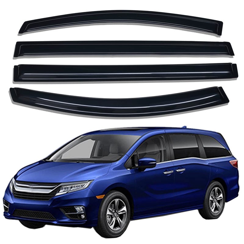 Lightronic Extra Durable Outside Mount Auto Vent Window Visor, Fits 2018-2025 Honda Odyssey, UV Protection Rain Guard, Original Wind Deflector, No-Drill Easy Install, Dark Smoke, 4-Pcs - Image 1